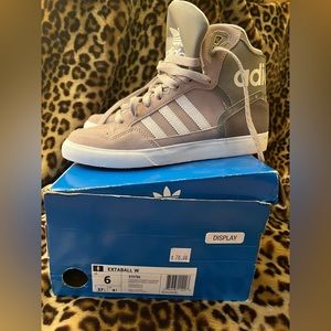 Adidas high tops. Grey and white. Women's size 6